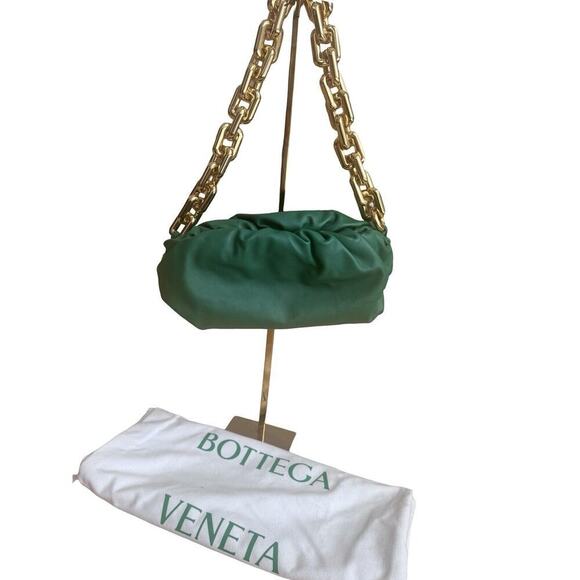 Bottega Veneta Green Chain Leather Pouch Bag Clutch - Picture 1 of 6
